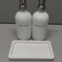 White Glass Hand and Dish Soap Dispenser Set by Brighter Barns - Kitchen Soap Dispenser Set with Tray & Pump for Office, Hotel, Vacation Rental, Airbnb - Modern Kitchen Decor & Accessories (White) (Silver Hd)