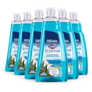 Clorox Scentiva Liquid Dish Soap, Pacific Breeze & Coconut Scent - Dishwashing Detergent Cuts Through Grease - A Powerful Clean You Can Trust, 26 Fl Oz - 6 Pack