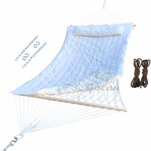 Mesh Hammock,Cotton Rope hammocks with Pad Chains Hooks Tree Straps fit Stands from 9' to 15' for Outside Indoor Patio Yard