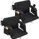DEXSO Wide Stadium Seats for Bleachers with Back Support, 6-Position Adjustable Bleacher Chairs with Armrests, Cup Holder & Thick Cushion, Large Pockets for Outdoor Sports & Concerts
