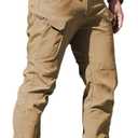 AUTIWITUA Men's Tactical Pants Water Resistant Flex Ripstop Cargo Pants Lightweight Hiking Pants with Multi Pockets(No Belt) (Medium, Dark Khaki)