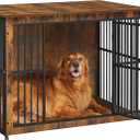 Feandrea Dog Crate Furniture, 43.3" Side End Table, Modern Kennel for Dogs Indoor up to 80 lb, Heavy-Duty Dog Cage with Enclosed Base, Double-Door Dog House, Rustic Brown UPFC024X01