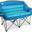Northroad Oversized Double Camping Chair, Fully Padded Loveseat, Heavy Duty Folding Duo Chair w/Cup Holders, Armrests & Carry Bag, Supports up to 600lbs, Blue