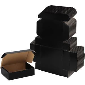 EXYGLO Shipping Cardboard Boxes for Small Business, Packing and Mailing, 7x5x2 - Pack of 25, Black