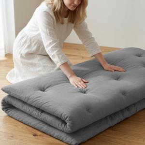 ZonLi Japanese Floor Mattress, 100% Cotton Cover Foldable Futon Mattress, Queen
