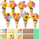 48 Set Flower Bouquet Craft Kit DIY Flower Paper Crafts Floral Bouquet Gifts Teacher I'm Thankful Making Kit for Mothers Day Graduation Classroom Decoration Summer Home School Activity