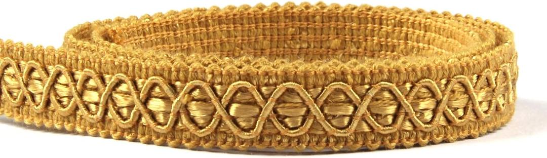 Gimp Braid Fabric Trim - 0.59 Inch / 10 Yards, Gold Silver, Upholstery, Polyester, DIY Crafts, Home Decorative