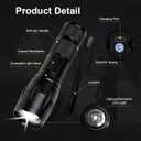 JINIU Rechargeable LED Flashlight, Bright Tactical Torch High Lumens, White Light, Waterproof Handheld Zoomable Flash Light, Gifts for Men, Hunting Camping Essentials Gear (1PACK, Black)