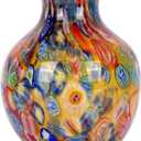 Hand Blown Glass vase, Colourful Glass Decorative vase, Glass Art vase for Bookshelf Coffee Table Floor Mantle Entry Table top TV Cabinet and Dining Table Centerpiece Decorative Flower vase. (Orange)