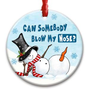 3 x Funny Snowman Christmas Ornament 2025 - Hilarious Holiday Tree Decoration, Gift for Friends, Funny Office Xmas Decor, White Elephant Gift Idea for Men & Women