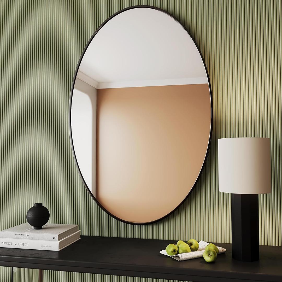 Oval Mirrors,Oval Bathroom Mirrors,24x36 Mirror Bathroom Black,espejos decorativos de pared,Bathroom Mirrors for Over Sink (Black)
