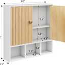 Bathroom Wall Cabinet,Wooden Medicine Cabinet with Fluted Doors, 22.05" W x 22.83" H x 5.12" D