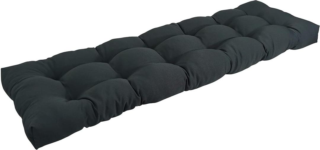Blazing Needles Twill Tufted Bench Cushion, 60" x 19", Black 1 Count