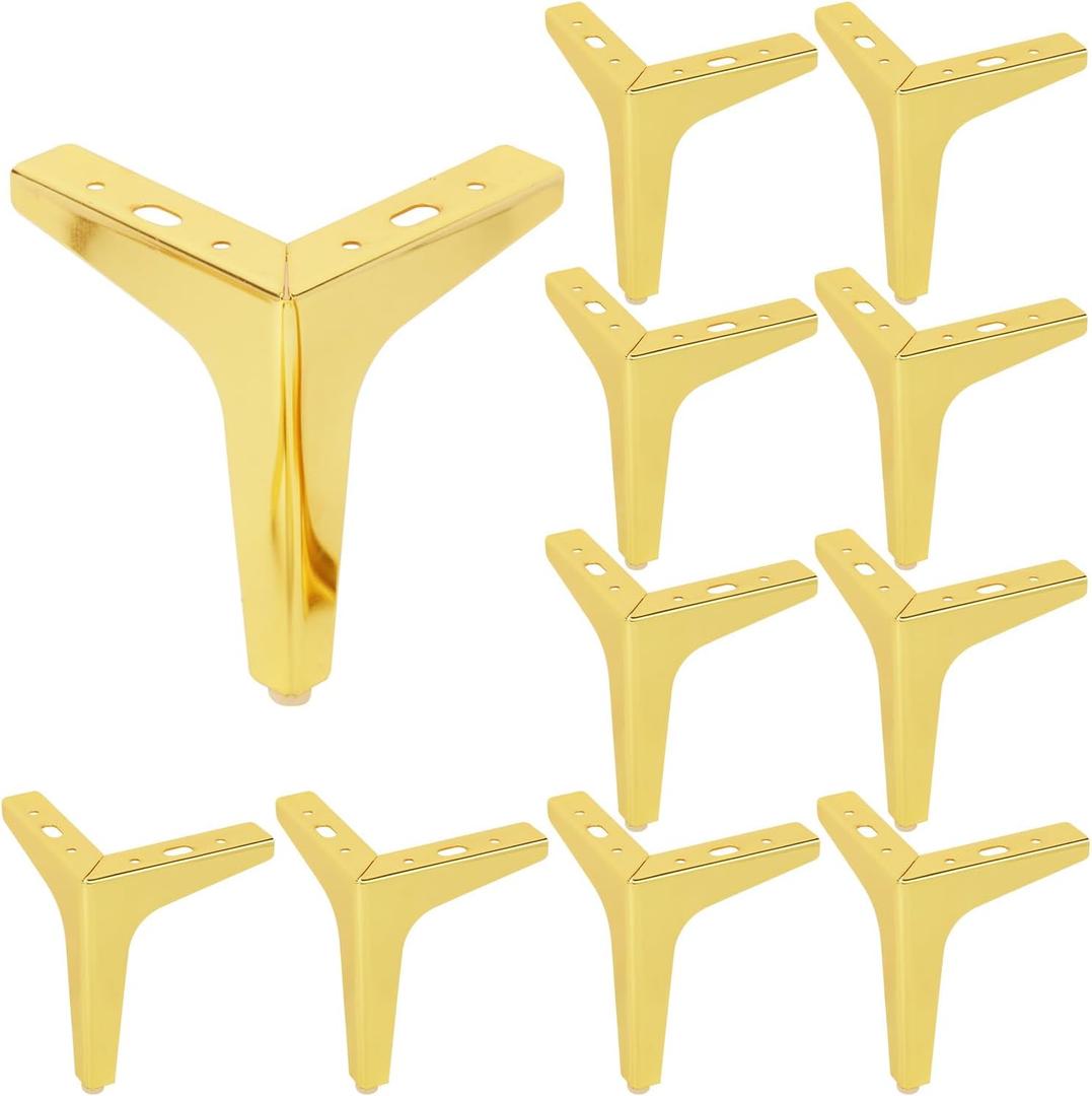 6 Inch Gold Metal Furniture Legs, Set of 12, Replacement Triangle Couch Legs with Screw, Metal Triangle Furniture Feet for Dressers, Cabinets, Sofas, Tables, Chair & More