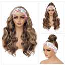 xccoco Glueless Headband Wigs for Black Women Brown Blonde Headband Wig Long Loose Curly Synthetic Wig 24inch 4/27 Highlight Honey Blonde Wig with Headband,200% Denisty