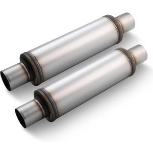LCGP 2.25" Exhaust Mufflers, 2.25'' Inlet & Outlet Universal Muffler, 20'' Overall Length Stainless Steel Resonator Straight Through Design Exhaust Tip(2.25" Intet 2.25" Outlet, 2 Pack)