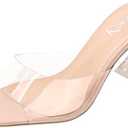 vivianly Womens Clear Heels Sandals Transparent Stiletto Heel Slippers Backless Peep Toe Slip on Heeled Mules , Size 8