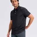 Obla Mens Golf Polo Shirts Short Sleeve Dry Fit Performance Moisture Wicking Casual Print Collared Golf Shirts for Men (Black, L)