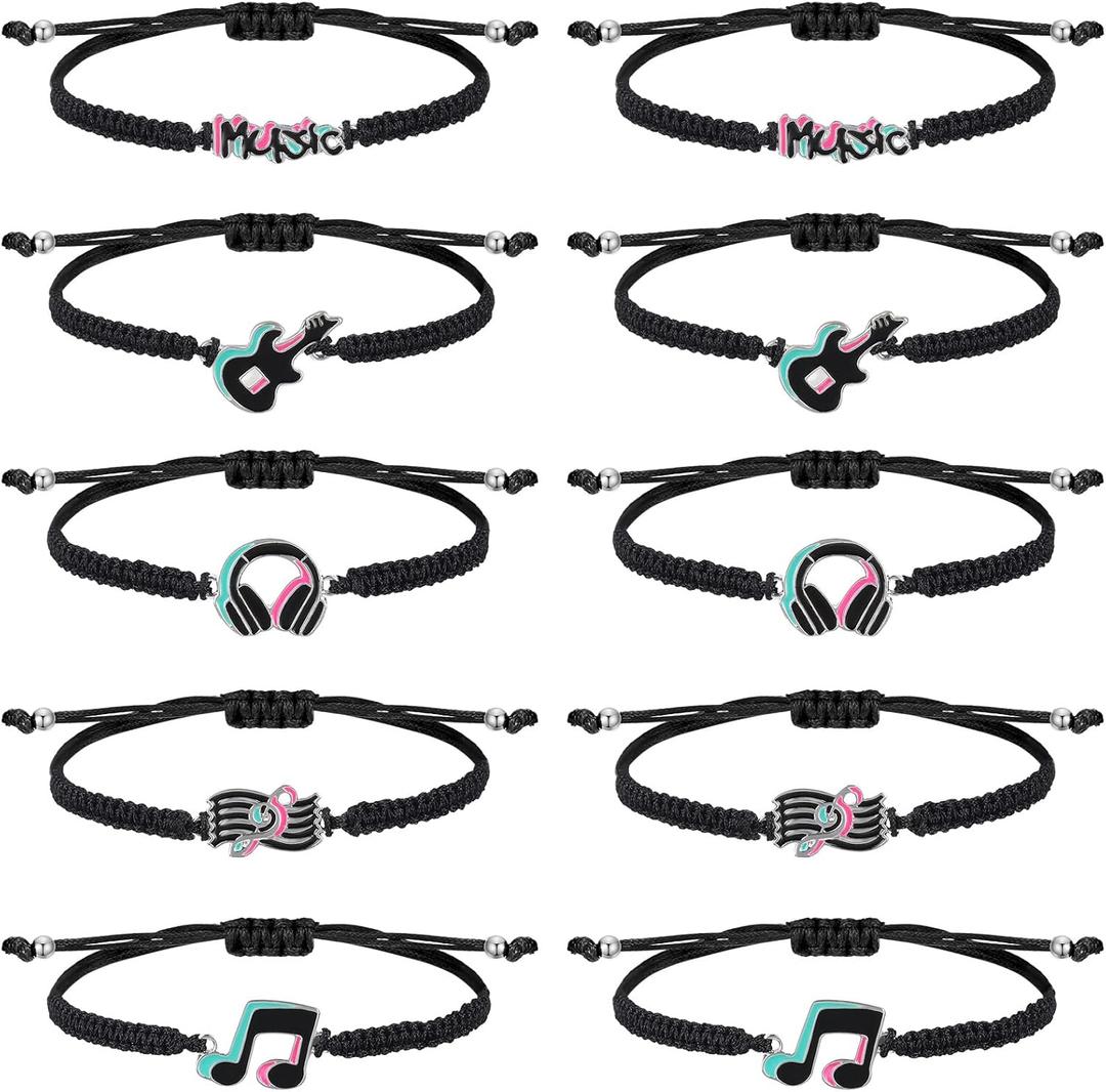 Junkin Music Party Favors Music Note Bracelets Musical Lovers Charm Gifts Hippie Party Decorations Supplies Rainbow Wristband 80s 70s 60s Social Media Favor Themed