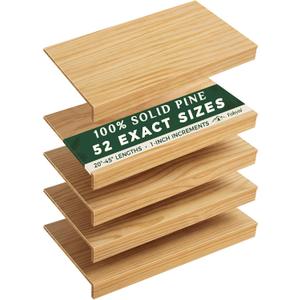 Solid Pine Wire Shelf Covers, 16" D x 35" L, Tool-Free Pantry Rack