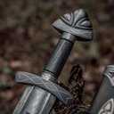 Wazir Crafts 37" Handmade Damascus Steel Real Viking Style Sword | Full Tang Blade with Wooden Handle and Scabbard | Collectible Medieval Replica|Gift for him (WCS-04) (Black)