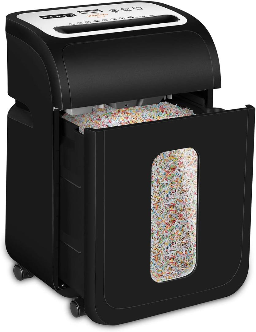 VidaTeco 14-Sheet Paper Shredder for Home Office Heavy Duty with 60 Mins Running Micro Cut, US Patented Blade, Shred Card/CD/Clip/Staple, 5.3-Gal Pullout Bin, AUTO Jam Proof(ETL)