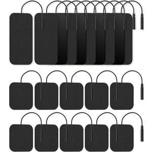 TENS Unit Replacement Pads, Nursal Reusable Self-Adhesive Electrodes Pads 20 Packs 2x2 2x4, Latex Free Pigtail TENS Pads, Compatible with TENS 7000, AUVON TENS, Etekcity, Nicwell Care Tens (Black)
