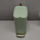 Slim Trash Can for Bathroom with Air Freshener Soft Close Lid, 6 Liter/ 1.6 Gallon Stainless Steel Garbage Can with Removable Inner Bucket,Step Pedal, Small Wastebasket for Bedroom, Kitchen (GREEN)