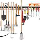 TVKB 68'' All Metal Garden Tool Organizer Wall Mount Garage Organizers and Storage with Hooks Tool Hangers for Shed