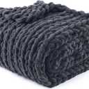 YnM Chunky Throw Blanket, Medium-Weight, Hand Knitted with Chenille Yarn, Skin Friendly, Ventilated and Breathable, Machine Washable, Home Dcor Piece for Couch, Sofa and Bed (Lava Grey, 50x60 Inch)