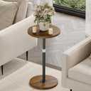 Asgolion Round Small Side Table, Adjustable-Height Drink Table, Pedestal Martini Stand, Weighted Base Cocktail Table Accent Nightstand for Living Room, Bedroom, Bathroom, Office, Walnut