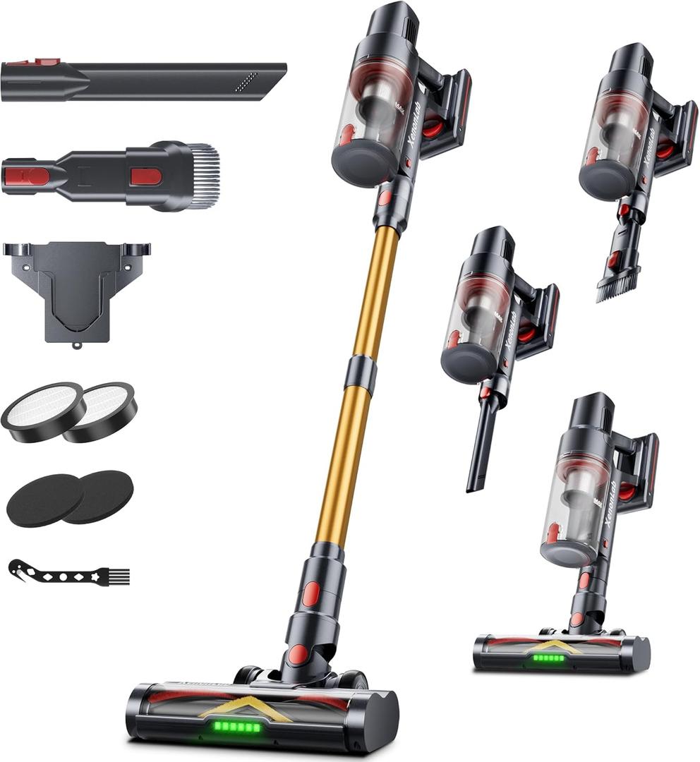 Cordless Vacuum Cleaner, 75Mins/55KPa/650W Self-Standing Stick Vacuum Cleaners for Home, Rechargeable, Lightweight, Anti-Static&Anti-Tangle Brush, for Hard Floor, Carpet, Hardwoods, Pet Hair