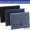 Fabric Expanding File Folder Document Organizer A4, 13‑Pocket Indexed File Case (Gray)
