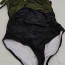 SUUKSESS Women Sexy Tummy Control One Piece Swimsuits Halter Push Up Bathing Suits (Medium, #1 Green Black)