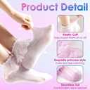 4 Pairs Crew Socks Ruffle - Fancy White Socks Cute For Women, White/Yellow/Blue/Pink