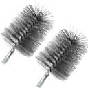 4" Chimney Steel Cleaning Brush with 1/4" Metric Thread Fitting for Insulated Chimneys, Stainless Steel or Metal Stove Pipes, Works with Most Chimney Rod Sets (4 Inch)