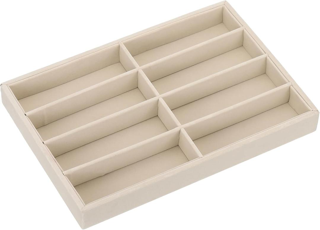 PATIKIL Glasses Organizer Trays, 1 Pcs Velvet Sunglass Organizer Tray Jewelry Organizer Display Box for Displaying Sunglasses Jewelry Watch, Light brown
