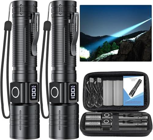 NetCan LED Flashlight, High Powered High Lumens Super Bright Tactical Flashlight, Rechargeable Flashlights High Lumens, 6 Modes Zoomable Waterproof Flash Lights for Emergency, Camping, Hiking