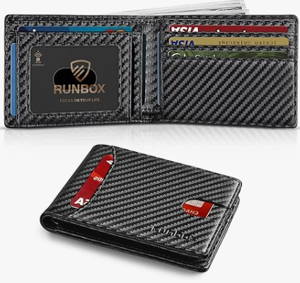 Wallet for Men Slim 11 Credit Card Holder Slots Leather RFID Blocking Small Thin Men's Wallet Bifold Minimalist Front Pocket Large Capacity Gift Box
