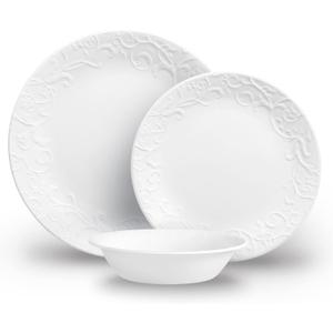 Corelle 12pc Bella Faenza Dinnerware Set for 4 - 3X More Durable Glass, Half Weight of Ceramic, up to 80% Recycled
