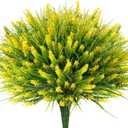 20 Bundles Artificial Plants Outdoor, UV Resistant Fake Flowers Realistic Faux Lavender Shrubs for Porch Garden Window Box Home Decoration (Yellow)