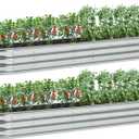 zizin 2 Pack Galvanized Raised Garden Bed Metal Oval Raised Garden Beds Outdoor Planter Box for Vegetables (12x2x1FT, Silver)