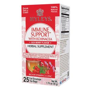 Hyleys Immunity Tea With Echinacea Goji Berry Flavor - 25 Tea Bags (1 Pack) - Support Your Immune System (EXP 01/31/27)