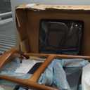 Solid Wood Dining Chair, Mid Century Dining Chair, Upholstered PU Leather Chair with Wide Curved Backrest, Chair for Dining Room, Kitchen, Walnut Finish (1-Pack)