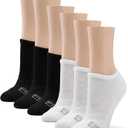 No Nonsense Women's Expantech Recycled Polyester No Show Socks (4-10, Black/White - 6 Pair Pack)