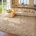 9x12 Area Rugs for Living Room Fluffy Neutral Beige,Modern Plush Non-Slip Soft Bedroom Shag Carpet for Book Room Office,Coffee Stain Resistant