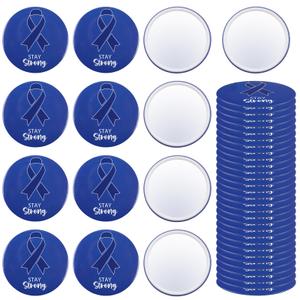 CORNER LACE 30pcs Colon Cancer Awareness Compact Mirrors, Blue Ribbon Abuse Prevention Heart Stress Cancer Awareness Favor Portable Pocket Mini Mirrors Bulk for Public Charity Fundraisers Event
