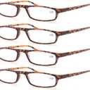 MODFANS Reading Glasses Demi +1.5-4 Pairs Fashion Readers Narrow Frame Spring Hinge for Men Women