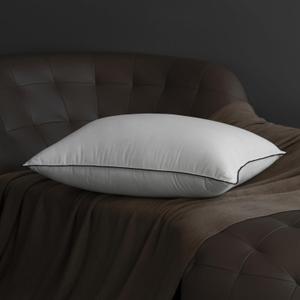 MAXICOZY Down Fiber Pillow Queen Size, 3-Chamber Bed Pillows Queen Size Pillow, White Hotel Pillows for Sleeping, 430TC Soft Cotton Blend Shell- Queen (20" x 28"), 1 Pack