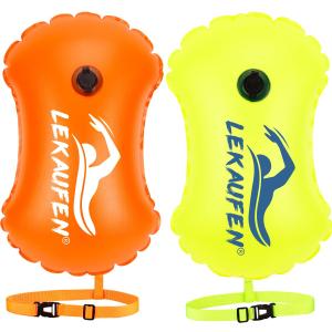 Swim Buoy for Open Water 2 Pack, 20L Swim Safety Float Waterproof Dry Bag for Swimmers Triathletes Kayakers Snorkelers, Swimming Pull Buoy for Safer Swim Training (Yellow & Orange)